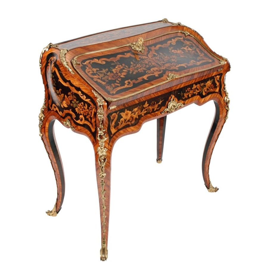 Floral antique: Louis Xv Style Marquetry Bureau En Pente